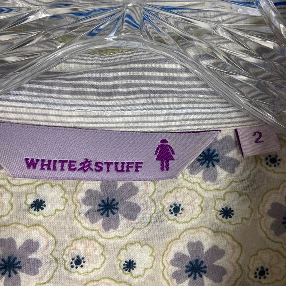NWOT WHITE STUFF Blouse Womens 2~XS~S Patchwork Floral Stripe Button-Up Long-Slv - Picture 3 of 8